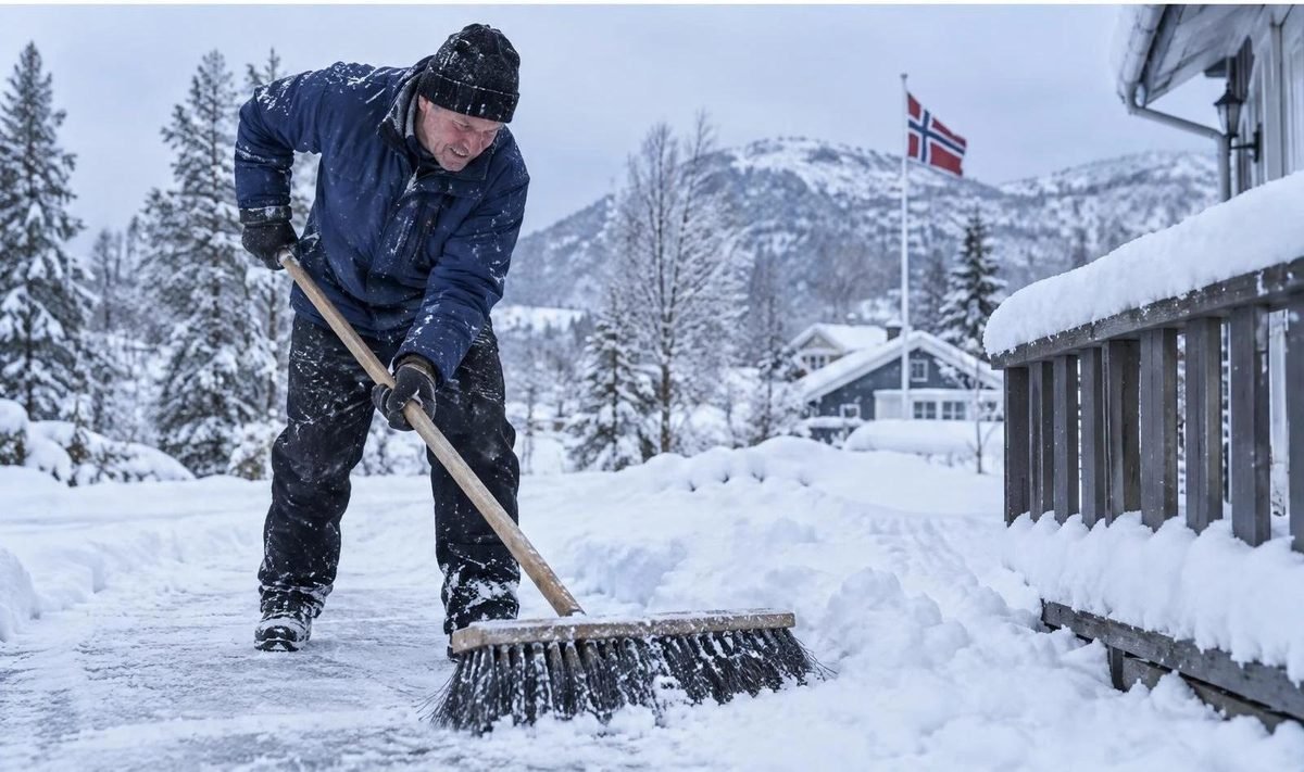 Uppfart täckt av snö
