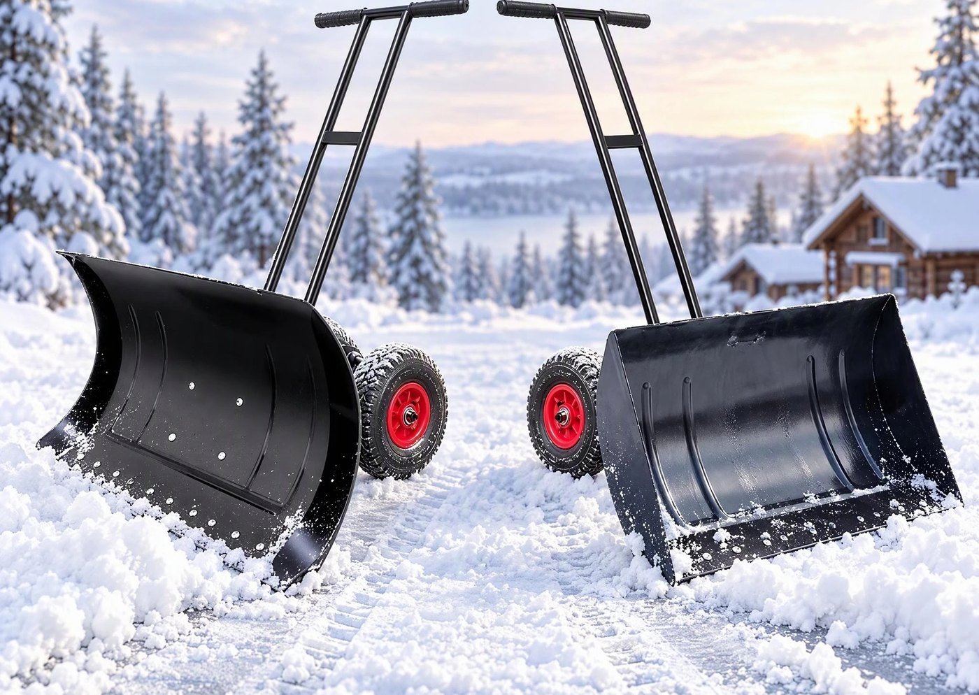 En snöskjutare med två sidoplåtsutföranden